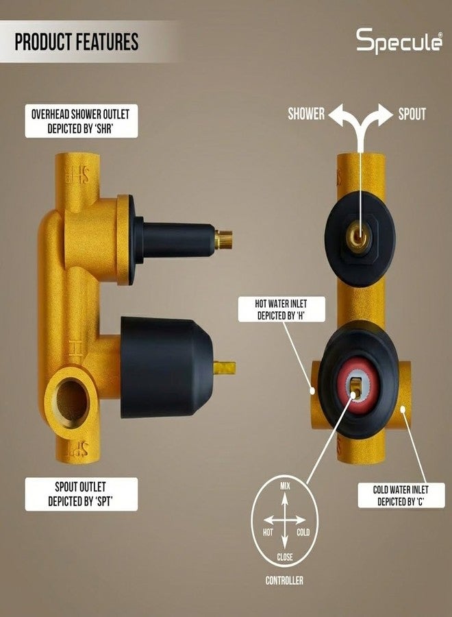 Specule Brass High Flow Diverter Set For Bathroom | Rain Overhead Showers and Diverter Tap | Diverter Full Set For Bathroom | Bathroom Diverter | Complete Shower System | Matte Black - Image 3
